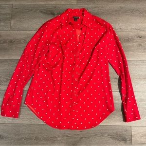 Ann Taylor Polka Dot Button Down Blouse Size XS
